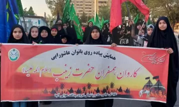 برگزاری همایش پیاده روی بانوان عاشورایی در شهرک شهید بهشتی   پدافند هوایی ارتش