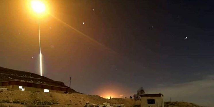 مقابله پدافند هوایی سوریه با اهداف مهاجم در اطراف دمشق